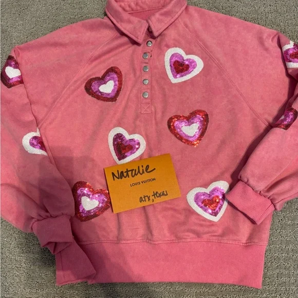 Boutique Hearts Pink Sweatshirt | Similiar to Queen of Sparkles size small - Picture 3 of 6